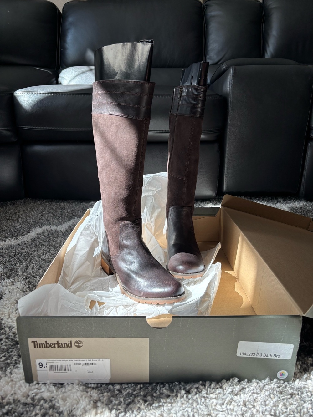 Timberland Women's Dark Brown Tall Leather & Suede Over-the-Knee Boots